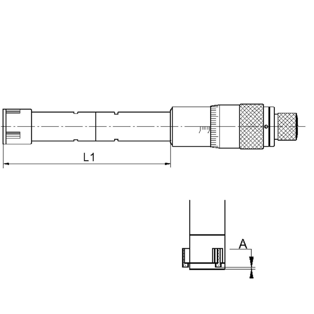 Dreipunkt Innenmessschraube 250 - 275 mm, für Durchgangsbohrungen